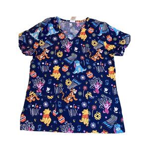 Winnie The Pooh and Friends Medical Scrub Top Size small